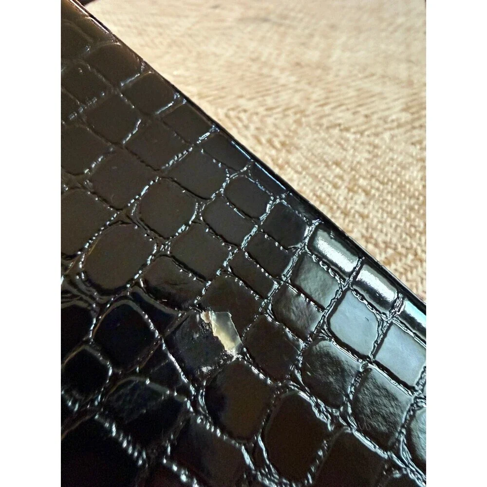 Black Faux Croc Embossed Jewelry or Trinket Box